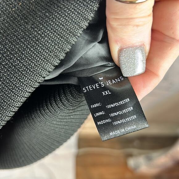 Steve's Jeans Vest  Black Puffer Zip Snap Pockets Mock Neck Hidden Hood Size 2XL - Picture 9 of 10